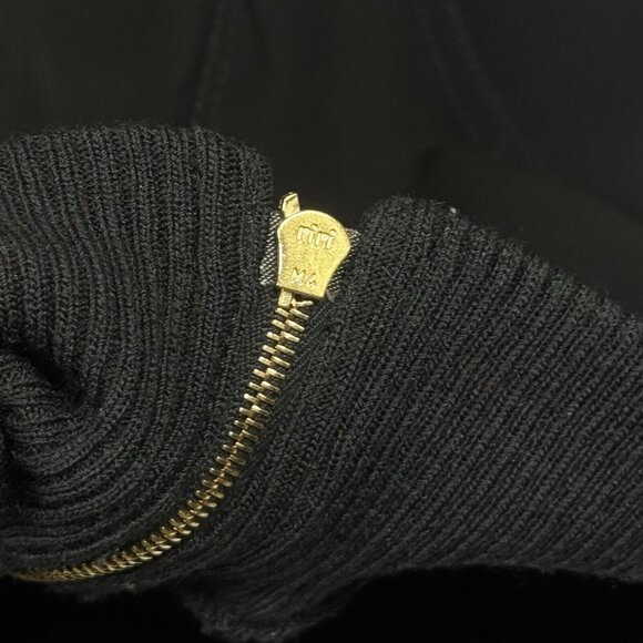 St. John Lightweight Bomber‎ Jacket Gold Tone Zip Black Sz P Yellow Label - riri - Picture 8 of 9